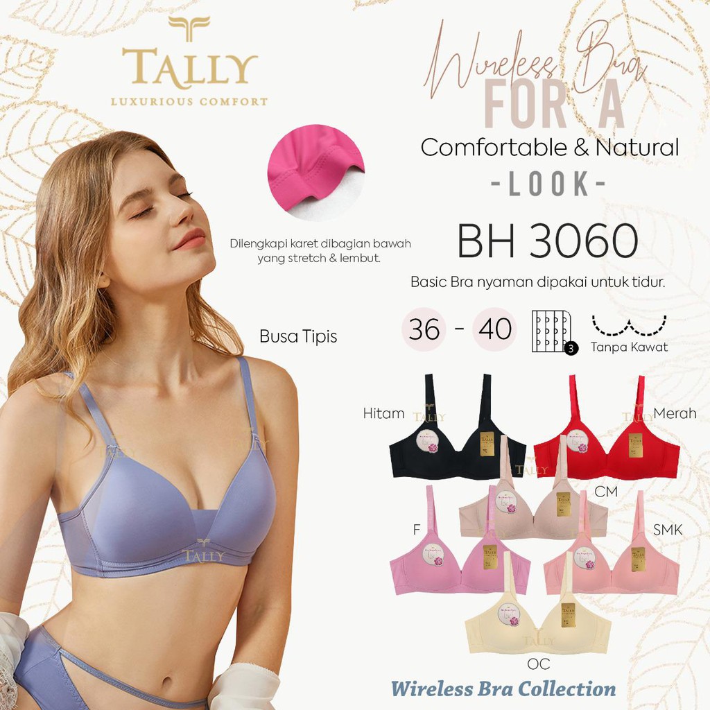 TALLY BRA BH 3060 I CUP B | TANPA KAWAT I BUSA TIPIS I SIZE 36-40