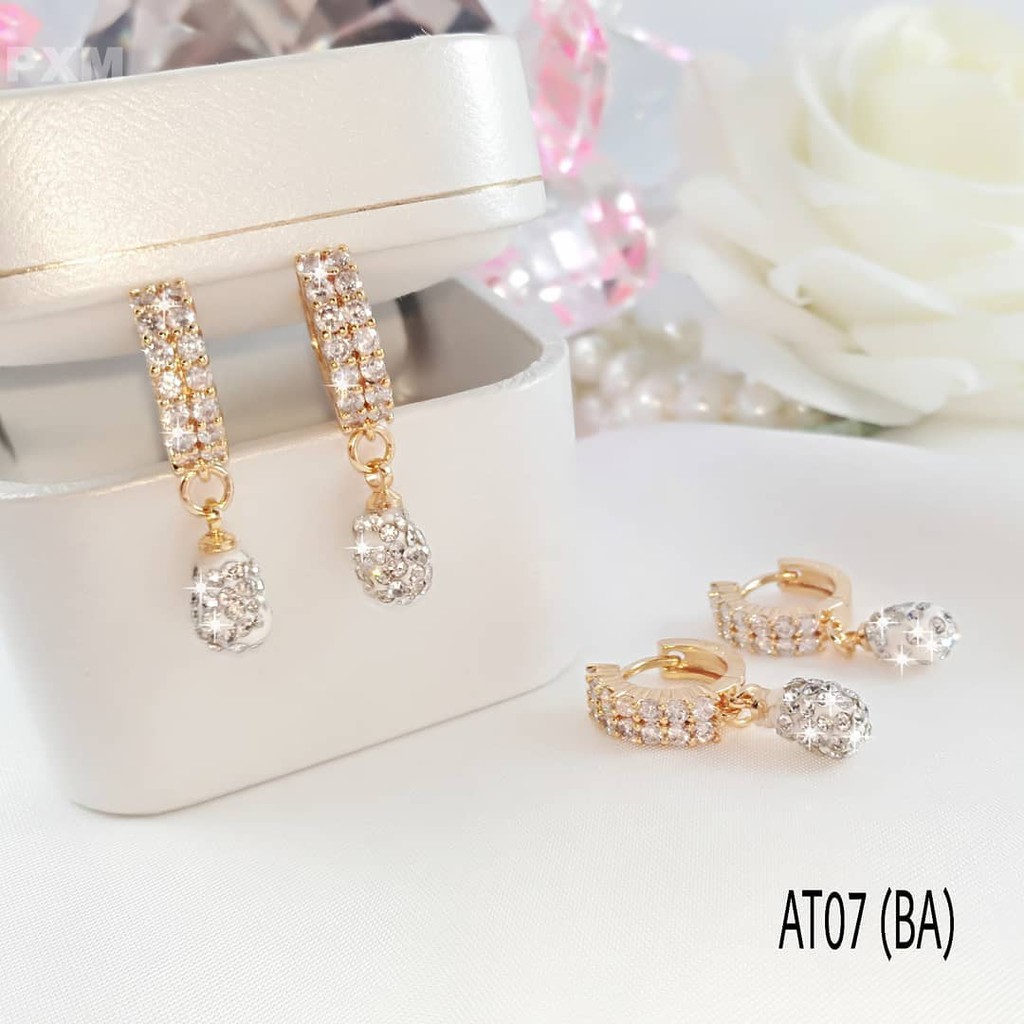 TERLARIS ANTING LAPIS EMAS ASLI 24K ( ANTI IRITASI & TIDAK LUNTUR )