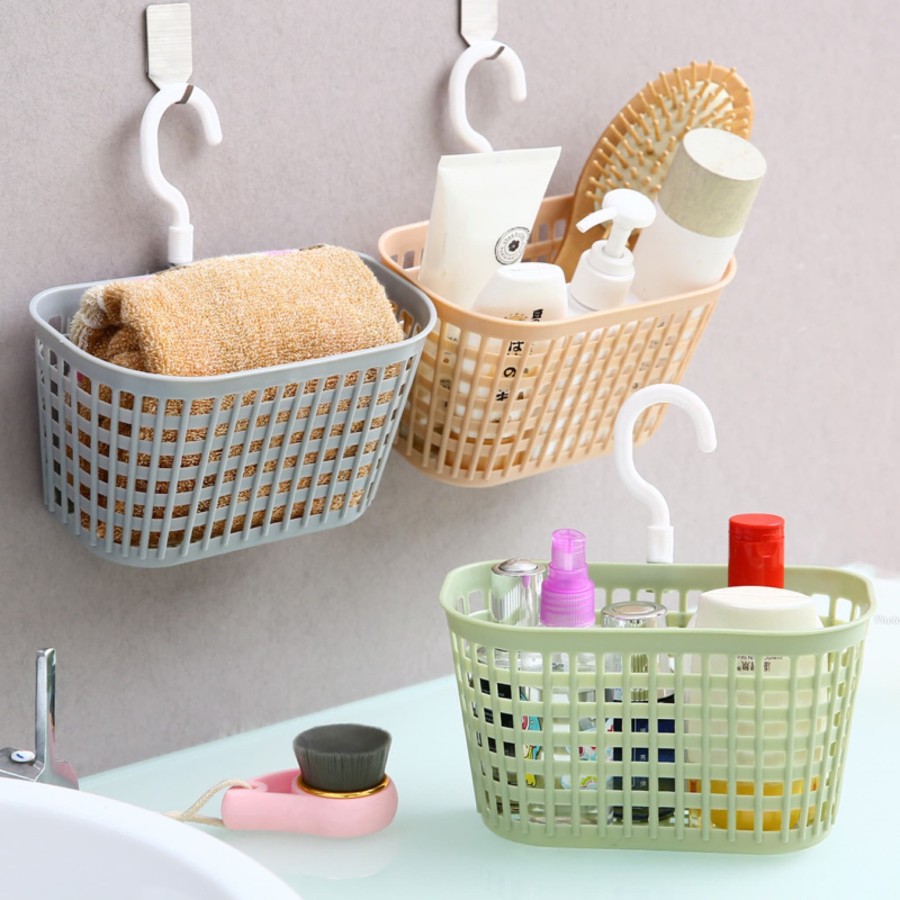 [CTSHOP]Keranjang Penyimpanan Gantung Bahan Plastik Untuk Dapur/Kamar Mandi Organizer Tempat Keranjang Wadah