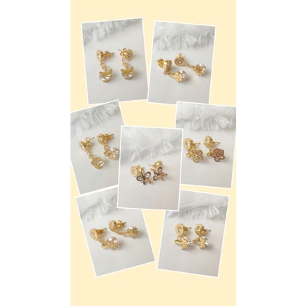 Anting Tusuk Jurai Panjang Wanita Anting Emas Motif