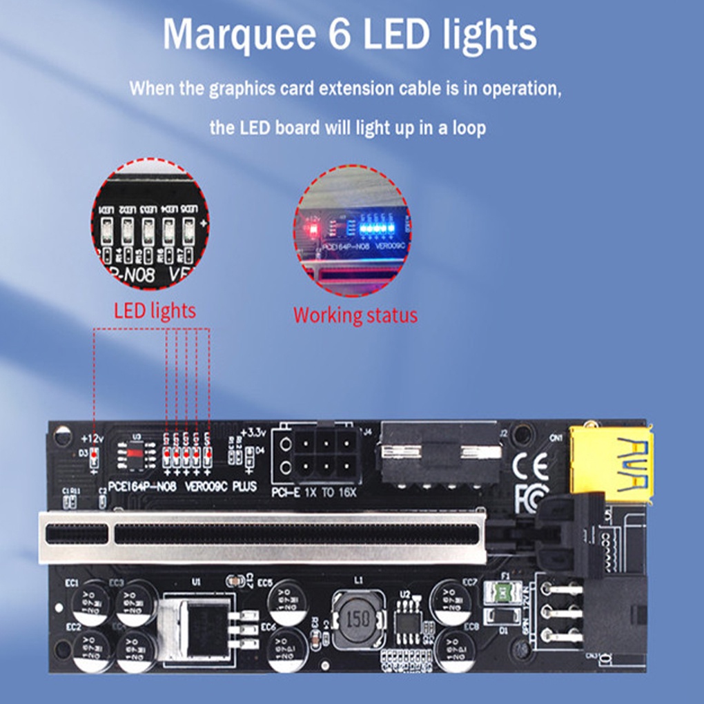 2021 Adapter Riser Card Pci-E Ver009C Plus 1x Ke 16x Pci-E Usb 3.0 Gpu Untuk Komputer