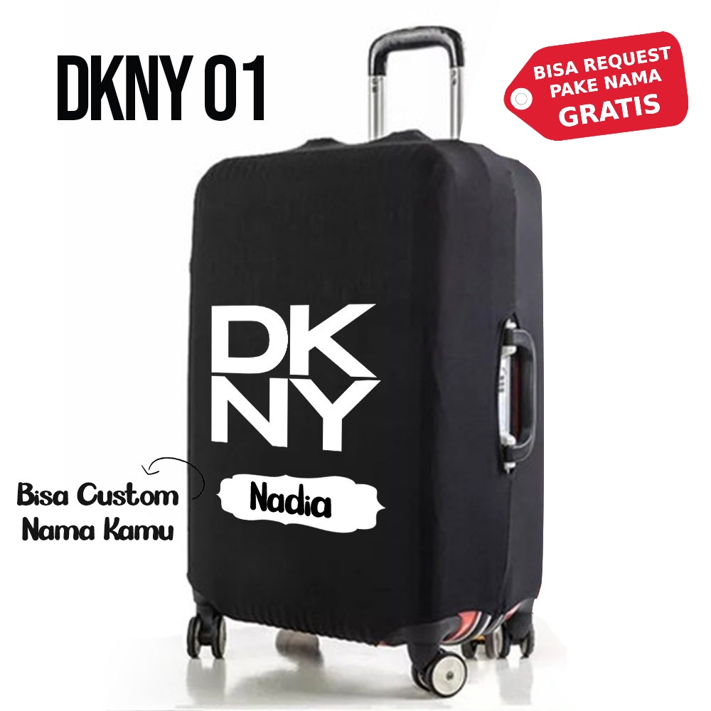 Sarung Koper Donna Karan New York Motif Size 20 24 28 inch Ukuran S M L Hitam Elastis Karet Cover Lu