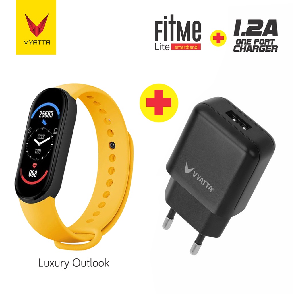 VYATTA FitMe Lite New Smartband - 200+Watchface, Sport Mode, IP67,SPO2-Goldish Yellow+1.2A