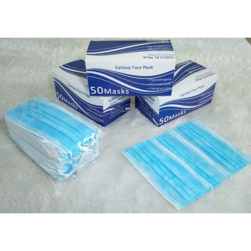 MASKER EARLOOP SURGICAL FACEMASK HIJAU TEBAL DISPOSIBLE 3 PLY PRODUK LOKAL ISI 50 PCS