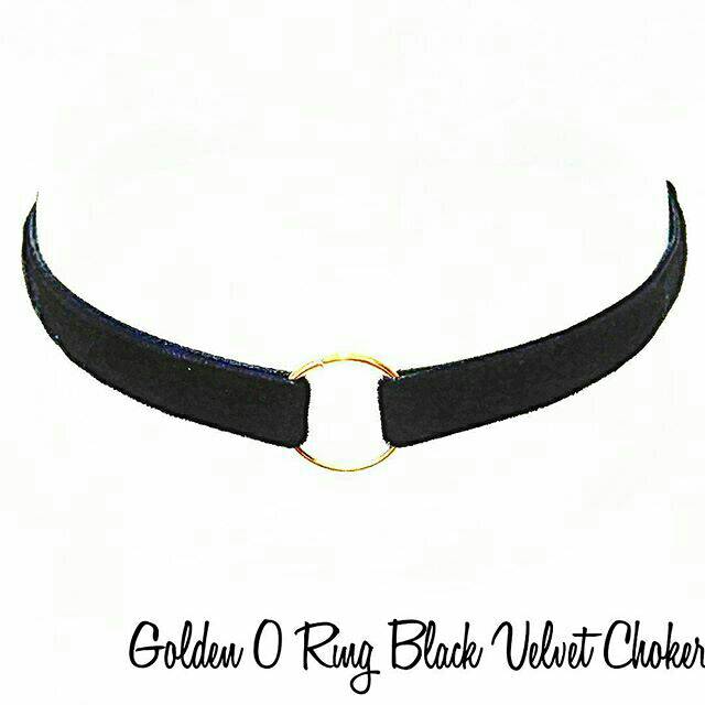 Golden O-Ring Black Velvet Choker Necklace | Kalung Handmade Premium Collection