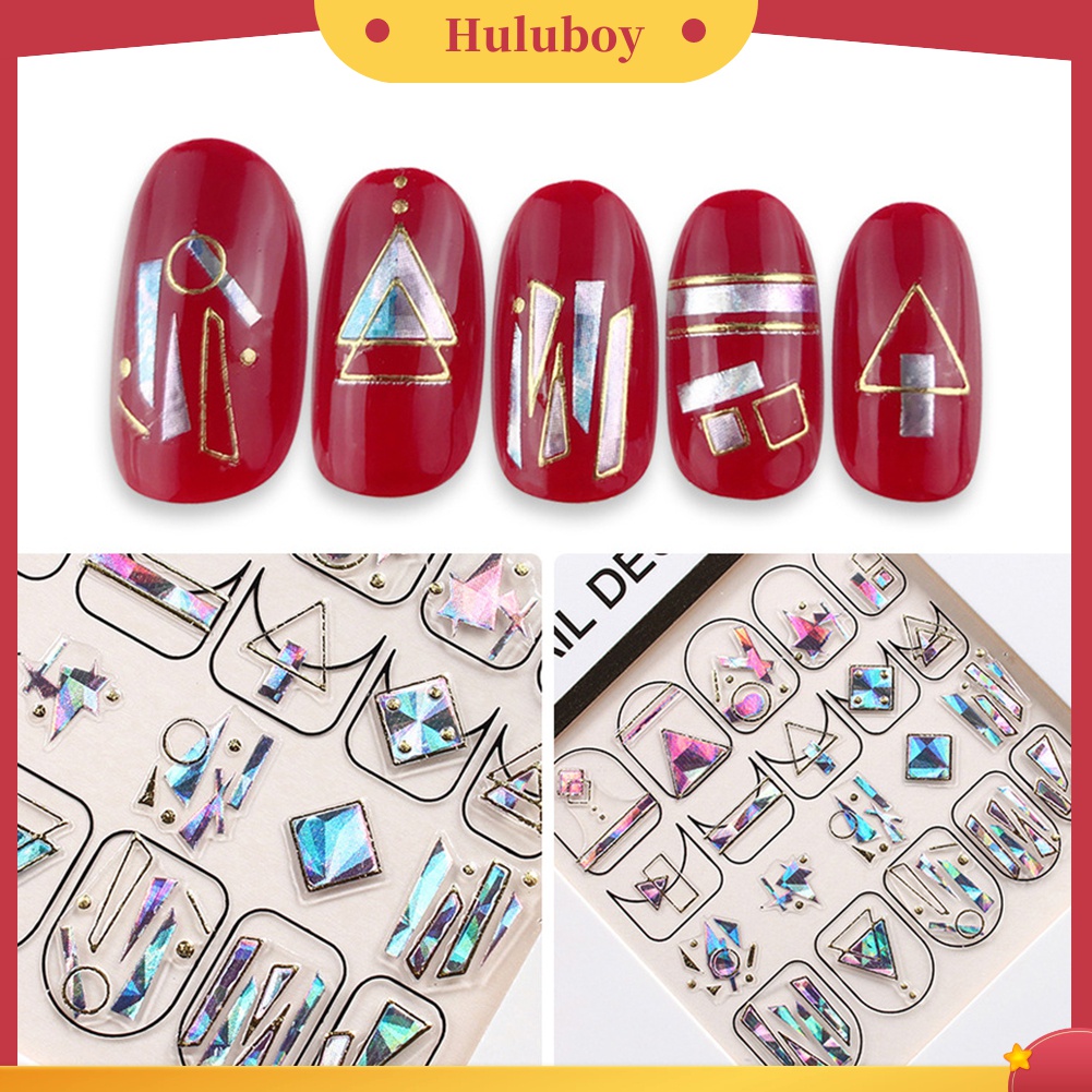 Huluboy Huluboy♡ Stiker Kuku 3D Bentuk Kerang Bintang Laut Geometris Untuk Dekorasi Manicure