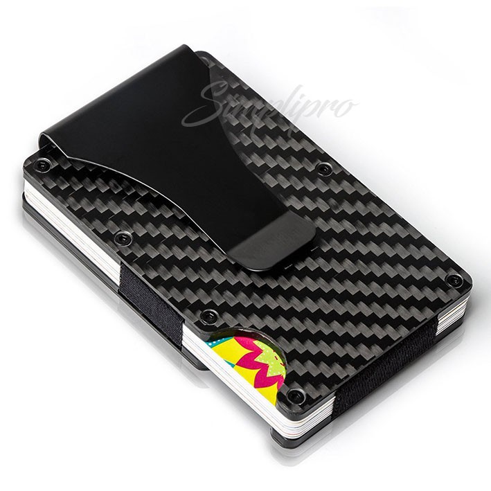 Dompet Pria Keren Money Clip Carbon Fiber Card Holder Anti RFID (RD1)