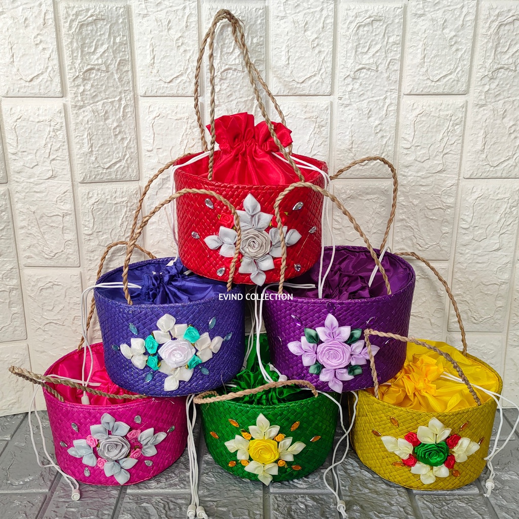 Keranjang Parcel Anyaman Isi 1 Toples Variasi Bunga Hias Tas Hampers Anyaman Pandan