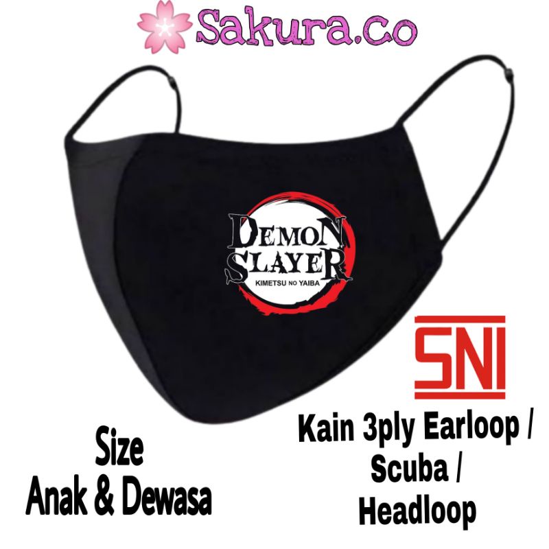 Masker Kain 3ply Anime KIMETSU NO YAIBA DEMON SLAYER manga otaku kartun jepang Anak Dewasa - Scuba Earloop Headloop Duckbill Bisa Cod dan gratis ongkir