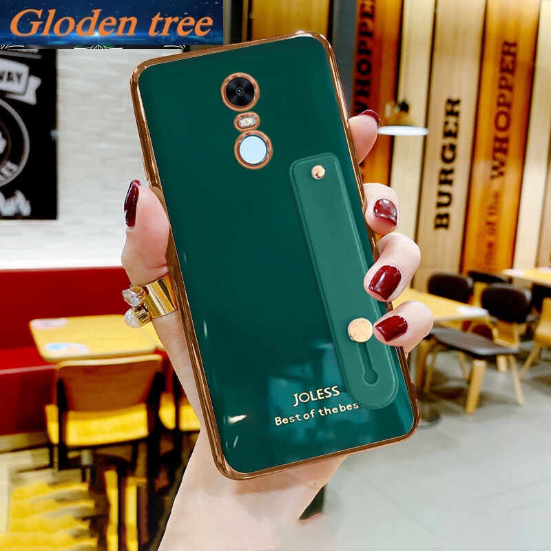 Casing Handphone Xiaomi redmi 5 Motif Pohon Warna Emas