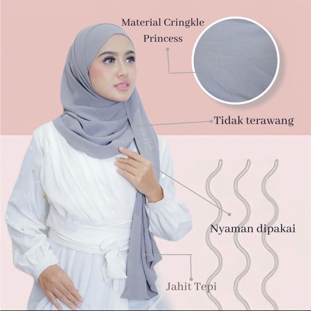 (KJI) HIJAB PASHMINA RAISHA SQUARE INSTAN POLYCOTTON