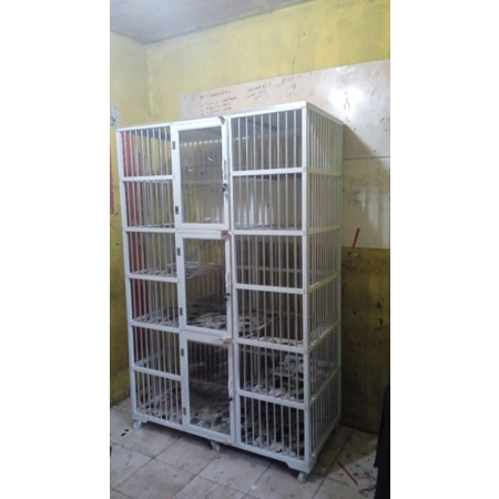 Kandang kucing alumunium putih 3 kamar jumbo