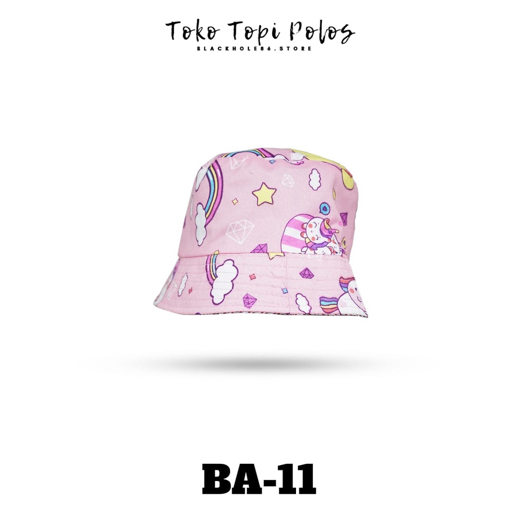 Topi Bucket Anak Bolak Balik Motif Karakter / Topi Anak Karakter 3-8 Tahun / Bucket Anak Lucu