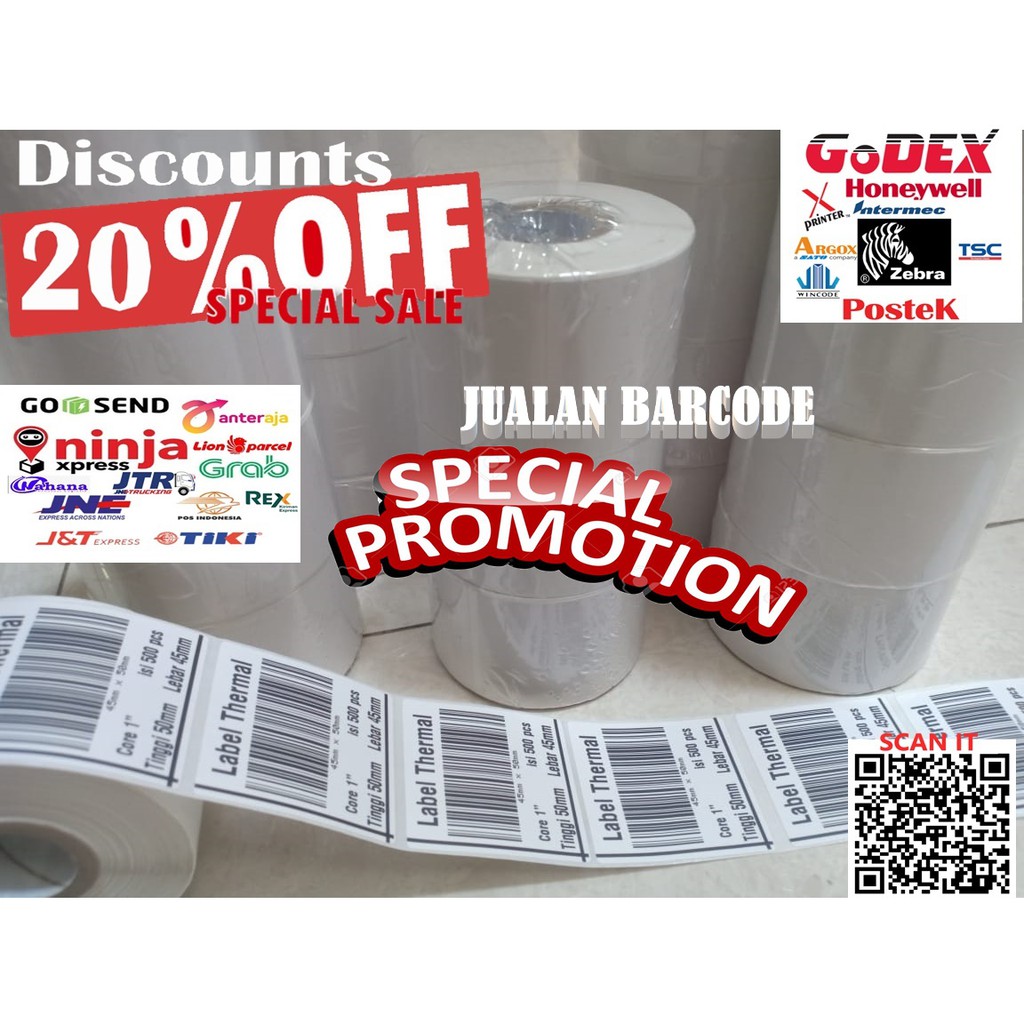 

KERTAS STIKER LABEL THERMAL 45x50 | 45 x 50 MM XPRINTER CORE 1INCH