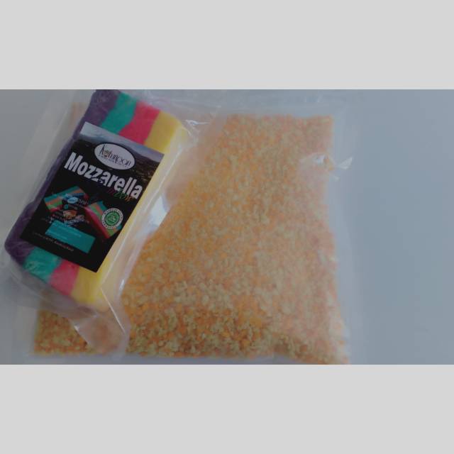 Paket keju mozarella rainbow 230gr dan tepung roti 250gr