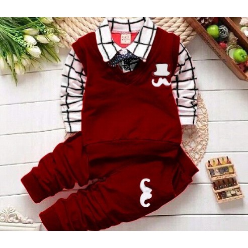 Setelan Anak Laki laki 2-4 TAHUN set 3in1 Baju Celana Panjang Fashion Korea Set Kemeja Pesta Anak Ja