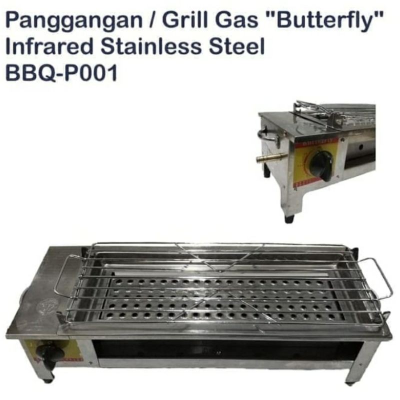 Panggangan BBQ LPG Gas Grill Infrared Roaster 1 Tungku + Rak Meja