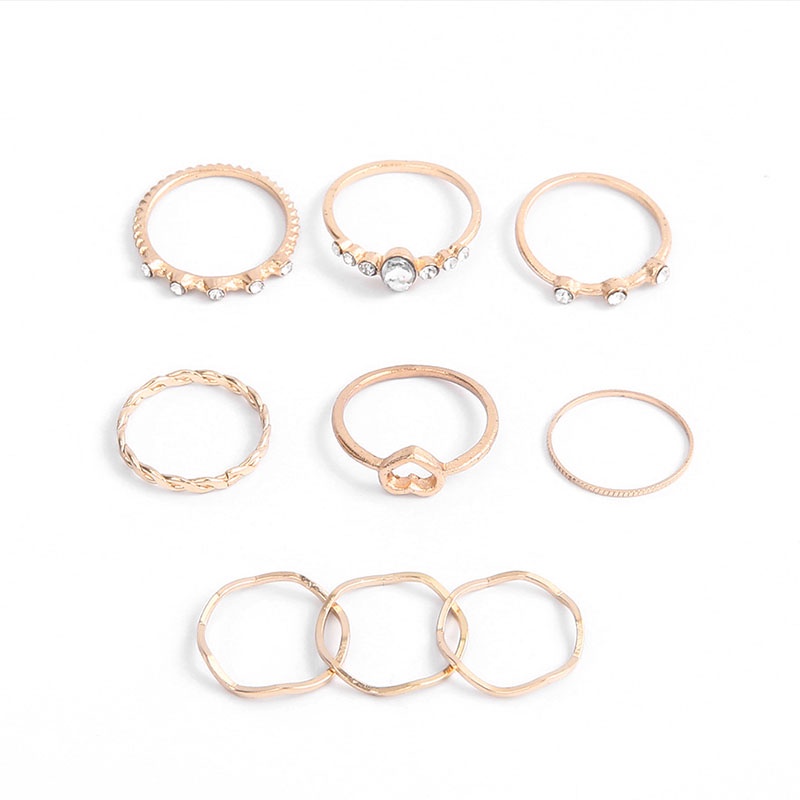 [ACKER] 9buah/set Cincin Wanita Pola Bulan Sabit Untuk Wanita