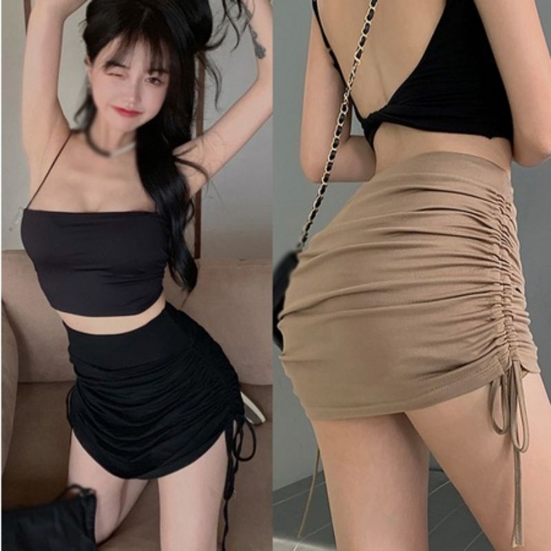 ROK MINI TALI SERUT Samping Kiri Kanan / Rok Mini Skirt Korean Style Ukuran Standar Jumbo Wanita Remaja Dewasa korea Fashion Terbaru