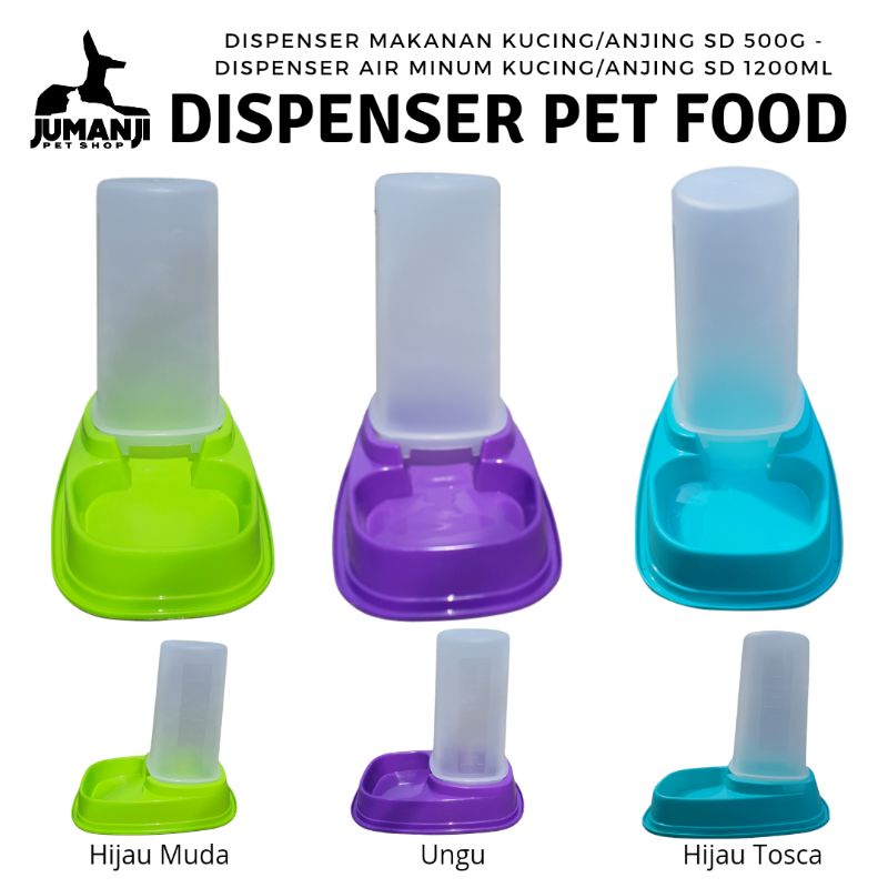 dispenser makanan kucing anjing ras kecil untuk makanan kering sampai dengan 500g   dispenser air mi