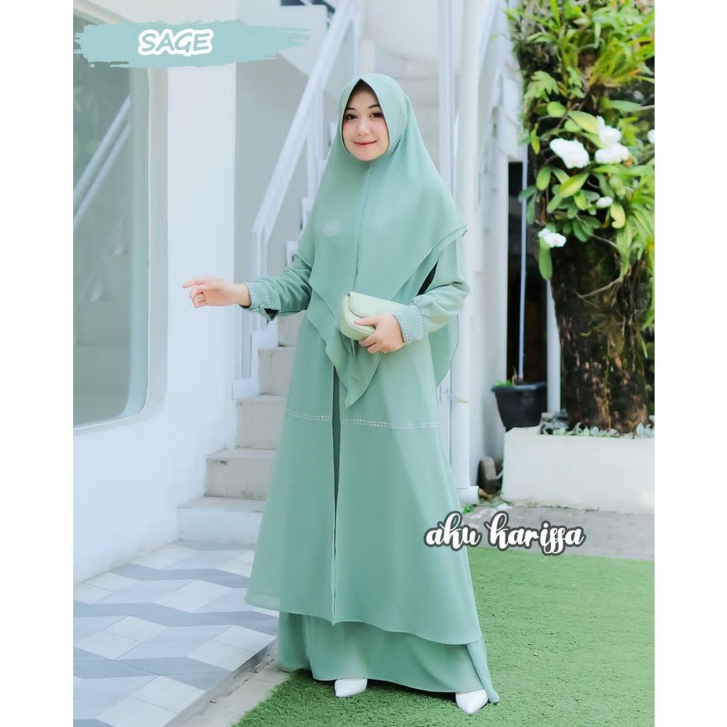 Gamis azeera Syar'i Ori Aku Karissa Terbaru/AZEERA Set Cerutty/Gamis Polos