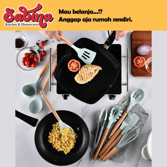 Full Set Alat Masak Dapur Spatula Silicon 9 Pcs Glanyomi