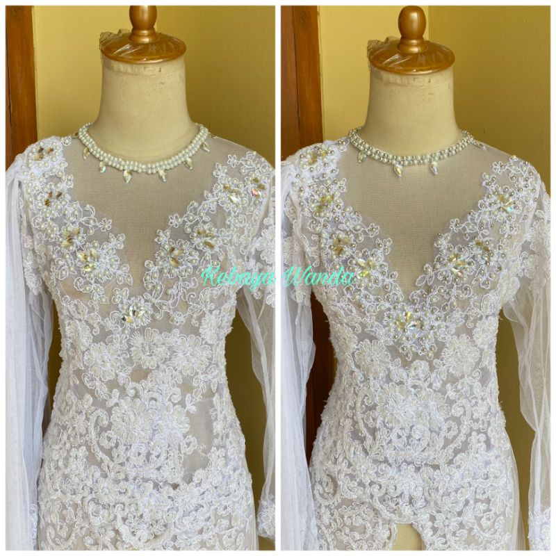 Kebaya Akad Nikah Full Payet / Kebaya Pengantin Kerah Bulat / Gaun Pengantin / Wedding Dress