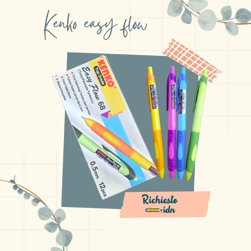 

(PERLUSIN)Pulpen Kenko Easy Flow 68 0.5mm Hitam