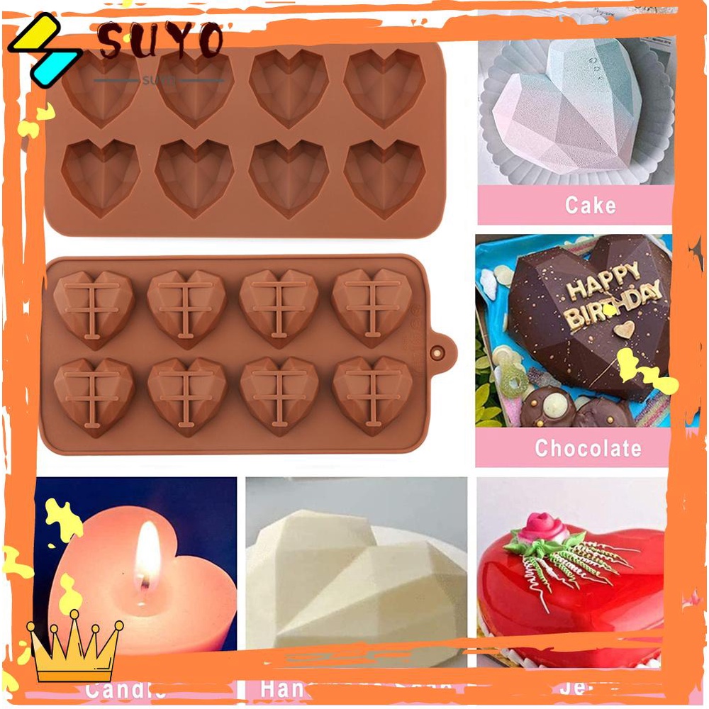 Suyo Cetakan Kue / Coklat / Sabun / Pudding Bentuk Hati 3D Bahan Silikon DIY