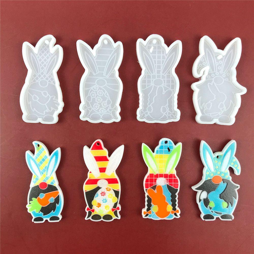 R-flower Easter Rubbit Mold Candy Chocolate Pendant Hanging Tag Cetakan Silikon Alat Kue Kerdil Bunny Mold