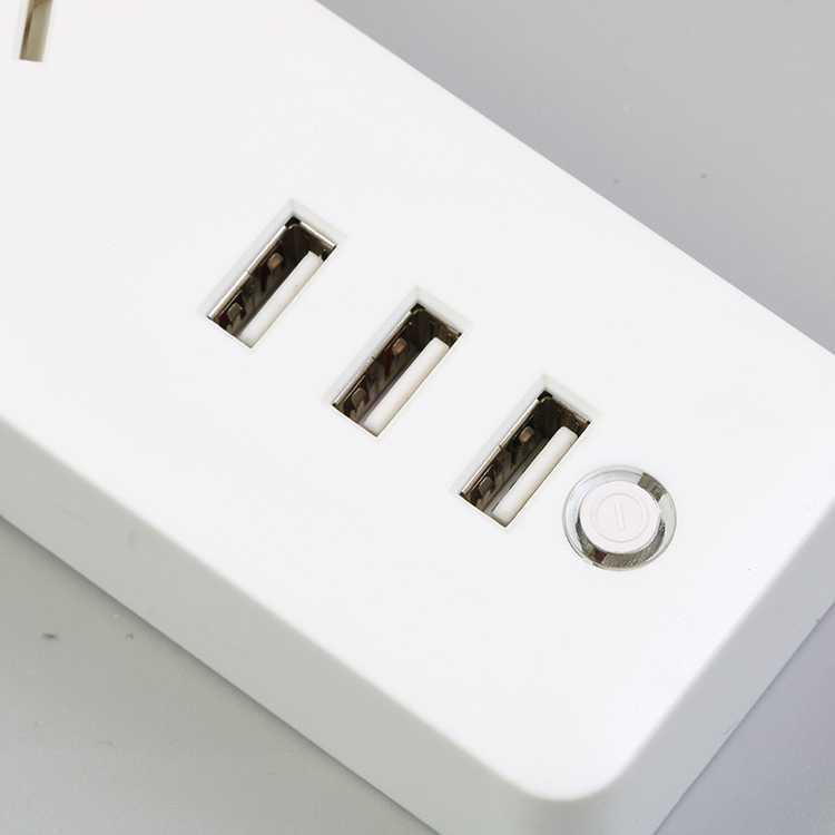 Powerstrip 3 USB Port + 3 Electric Plug dengan LED Indikator ( Mughnii )