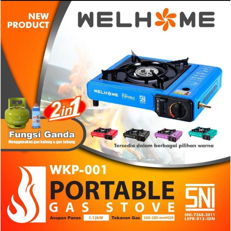 Kompor Gas Portable WELHOME 2 In 1