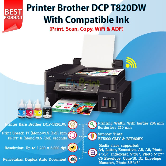 Printer Brother DCP-T820DW Print Scan Copy WiFi ADF Pengganti T810w