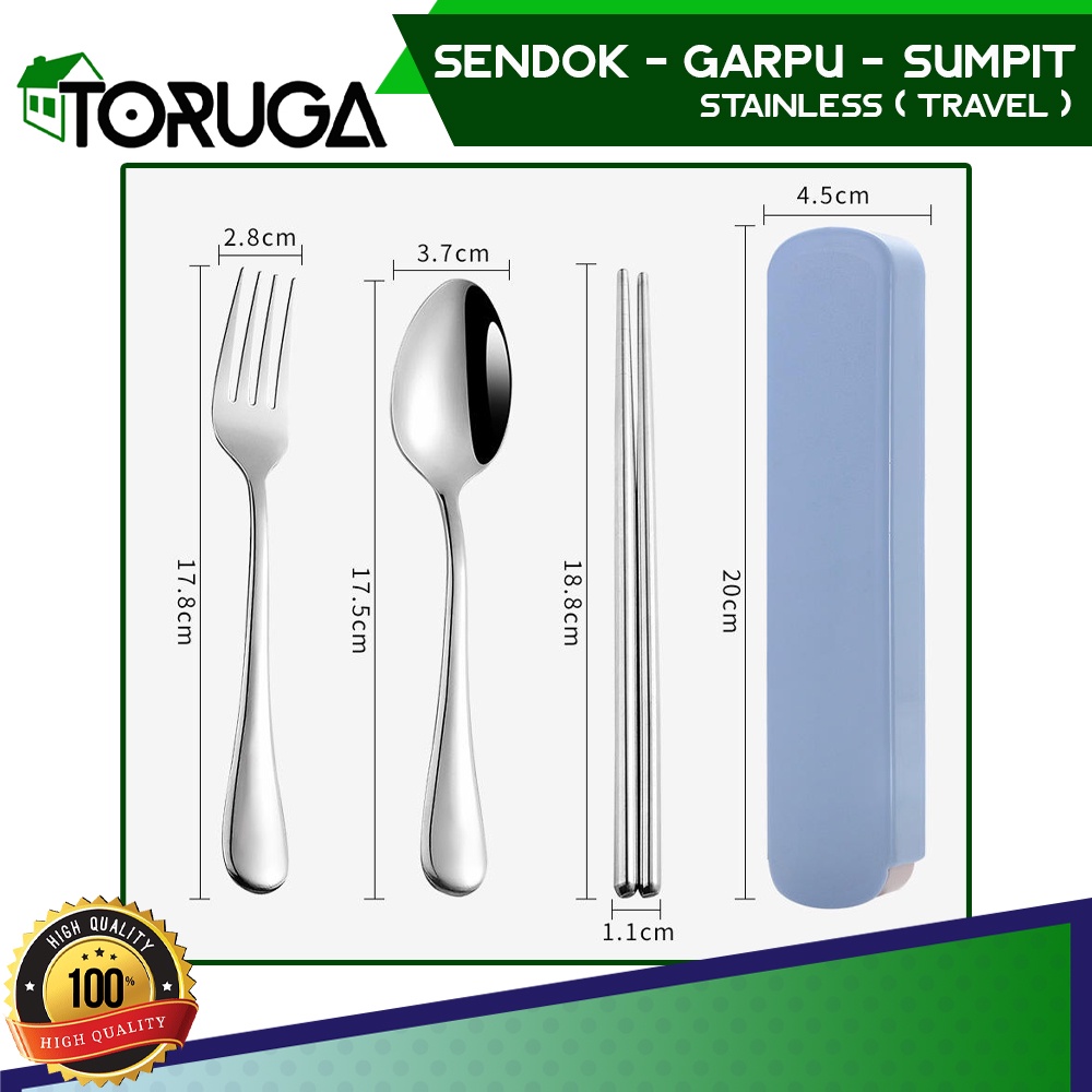Set Alat Makan Travel Sendok Garpu Sumpit Stainless Steel Praktis Hemat Cutlery Type