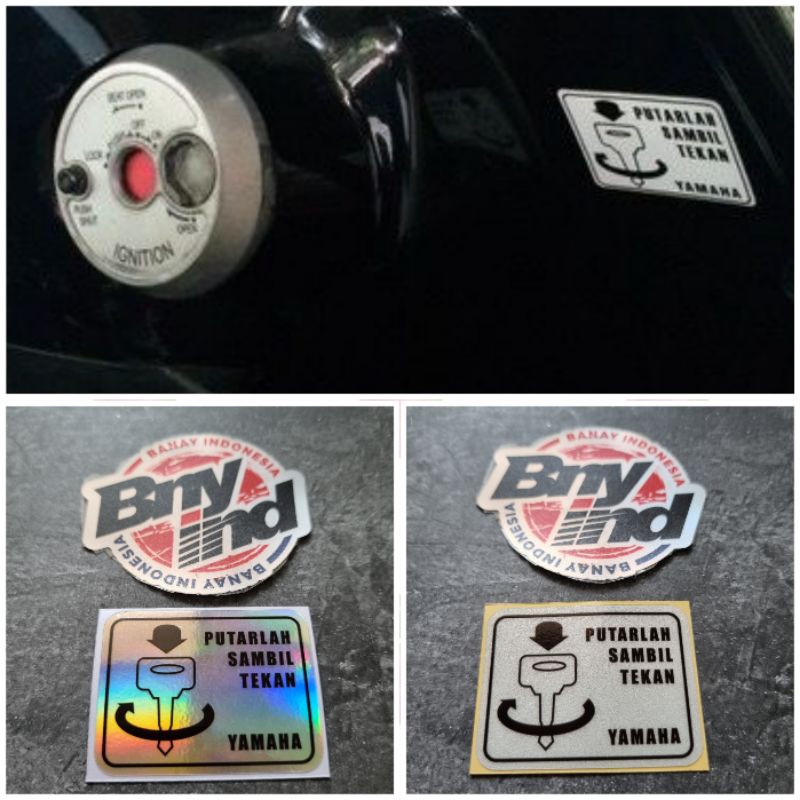 STICKER STIKER PERINGATAN WARNING KUNCI PUTARLAH SAMBIL TEKAN YAMAHA PRINCUT