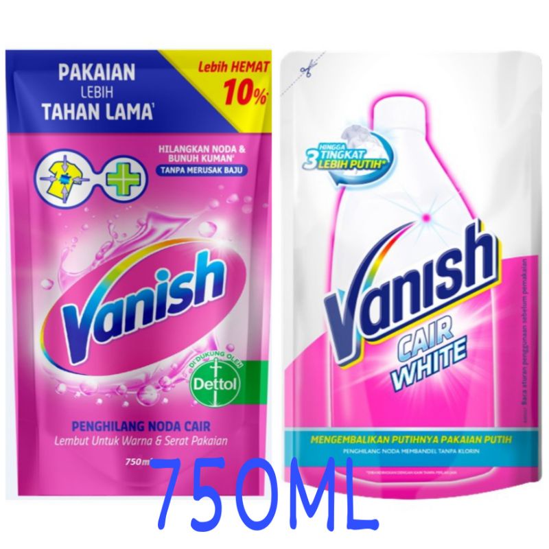 Vanish Pink / White 750 ml Penghilang Noda Pakaian Pemutih Refill Cair 750ml Detergen Cuci