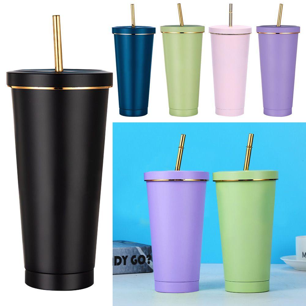 Top 500ml Travel Cups Reusable Dengan Tutup Drink Straw Water Bottle