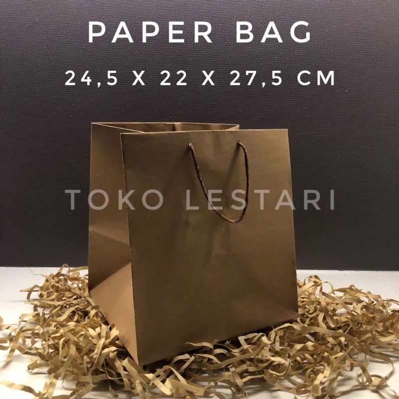 Paper bag polos / Tas kertas belanja / shoping / Kantong Souvenir dan Kue R10 24.5x22x27.5 cm