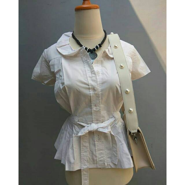 Atasan kantor preloved - Blouse off white second - Baju Kerja 2nd