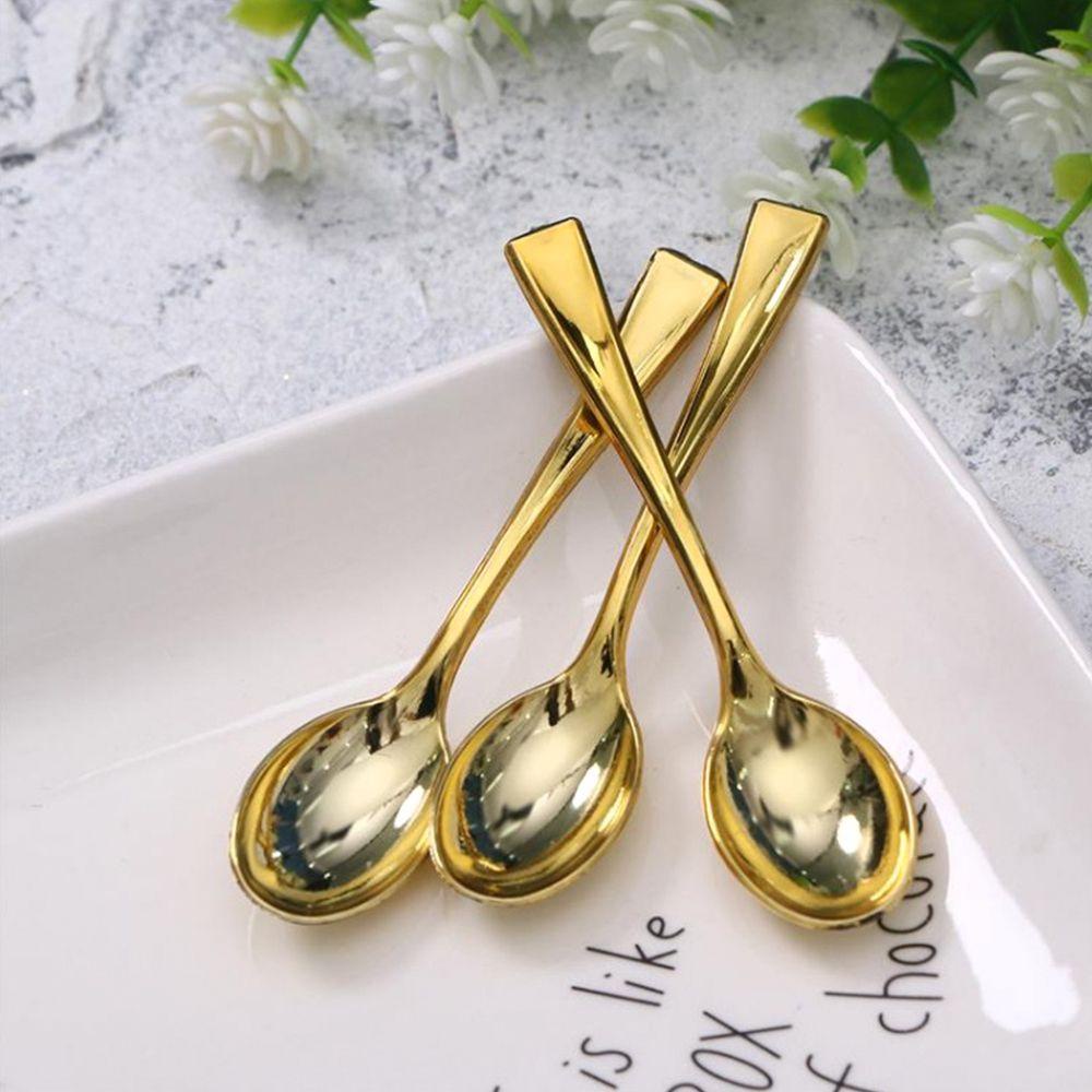 Preva 24PCS Sendok Mini Set Sekali Pakai Menirukan Logam Sendok Garpu Dessert Spoon