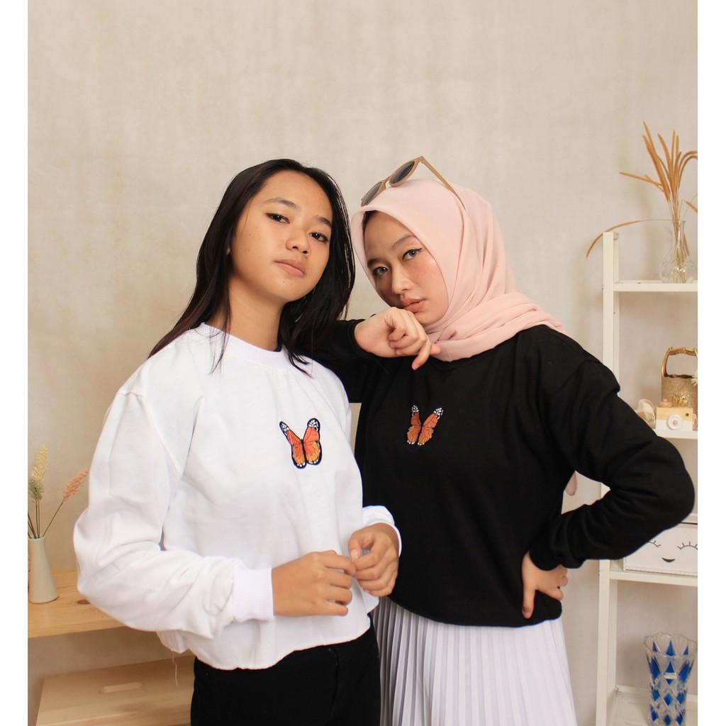 [COD] CROOP  TOP BUTERPLAY BORDIR // SWEATER CROP TOP WANITA