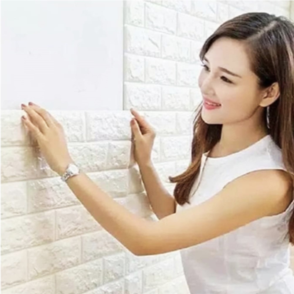 Wallpaper Dinding Foam Batu Bata 3D Modern 70 x 77cm Wall Sticker