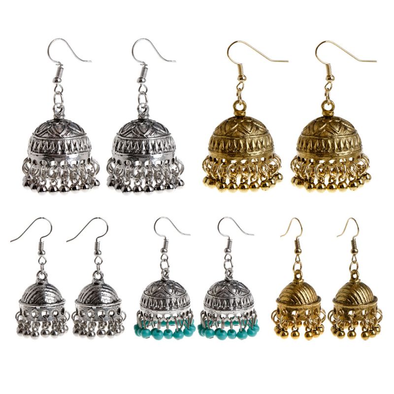 SIY  1 Pair Ethnic Earrings Dome Pendant Tassel Exquisite Elegant Vintage Charms Women Jewelry Dangle India Cage Drop Fashion