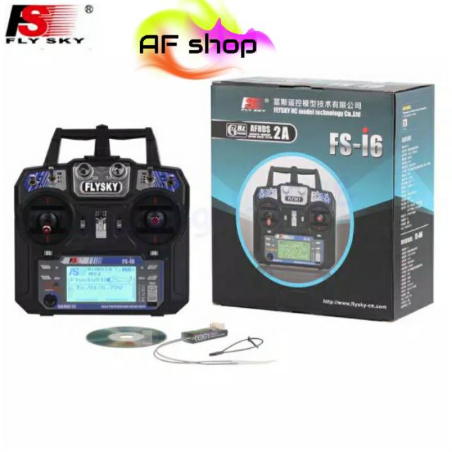 Flysky FS-i6 FS I6 2.4G 6CH RC Transmitter Controller dengan FS-iA6 FS-iA6B