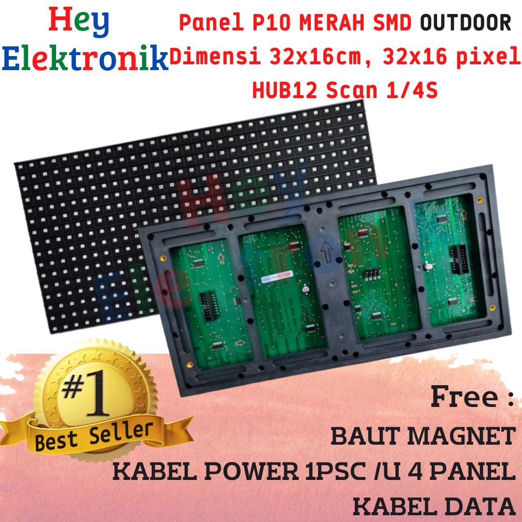 Panel Module model Led P10 Merah Outdoor SMD Running Text