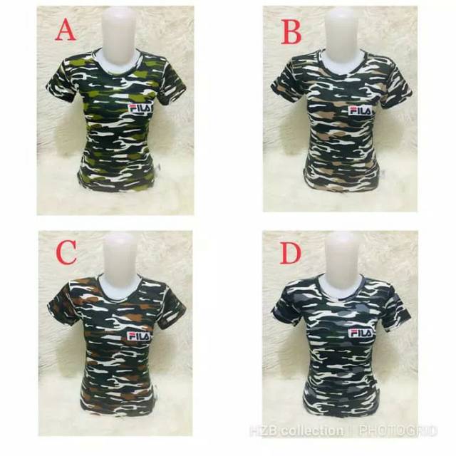 baju kaos wanita lengan pendek motif army / loreng tentara