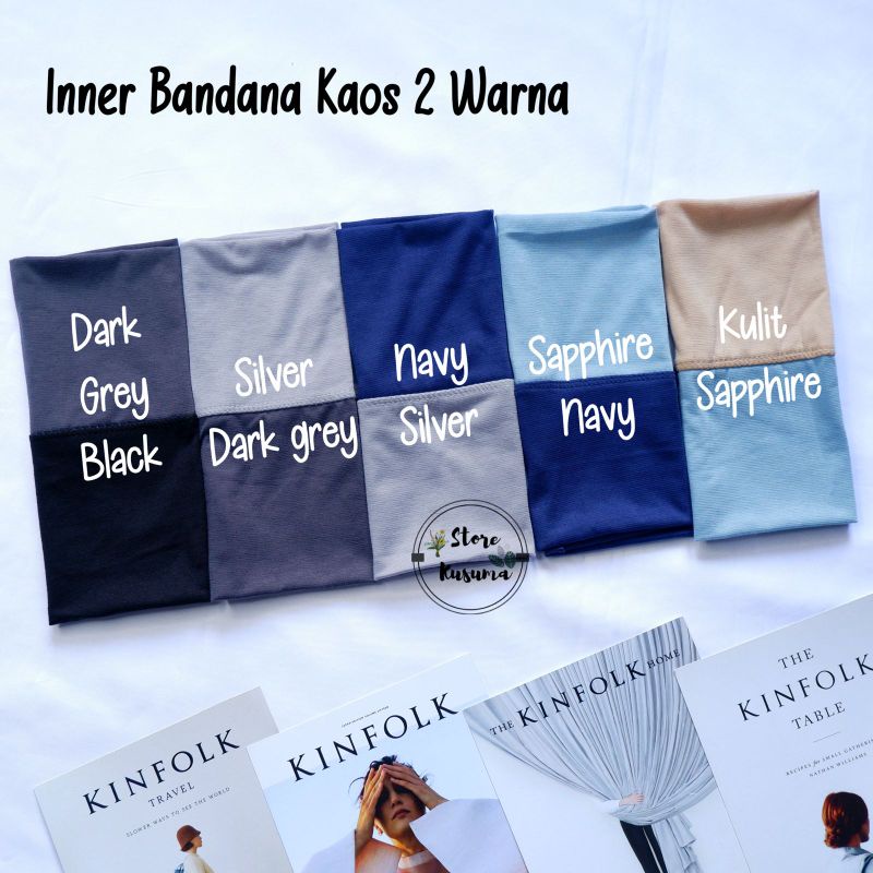 inner hijab 2 warna - ciput 2 warna  bahan kaos tanpa karet