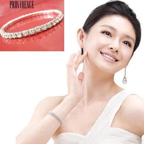 Perak Disepuh Crystal Berlian Imitasi Bangle Cuff Bracelet