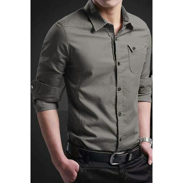 KEMEJA PRIA/ KEMEJA COWOK HEM MILLER DARK GREY XL