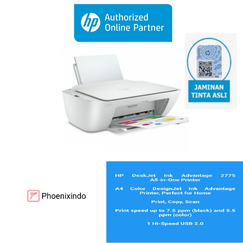 HP DeskJet Ink Advantage 2775 HP2775 HP 2775 All-in-One Printer (Print,Scan,Copy, Wireless)